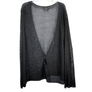 Black Sheer Knit Silk Blend Cardigan